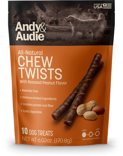 Andy & Audie All Natural Chew Twists with Roasted Peanut Flavor Dog Treats