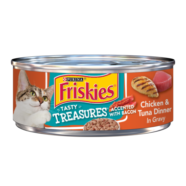 Friskies Tasty Treasures Accented with Real Bacon Chicken & Tuna Dinner Adult Wet Cat Food