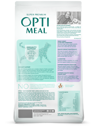 Optimeal Adult Cat Weight Management Turkey & Oatmeal (8.8 Lb)