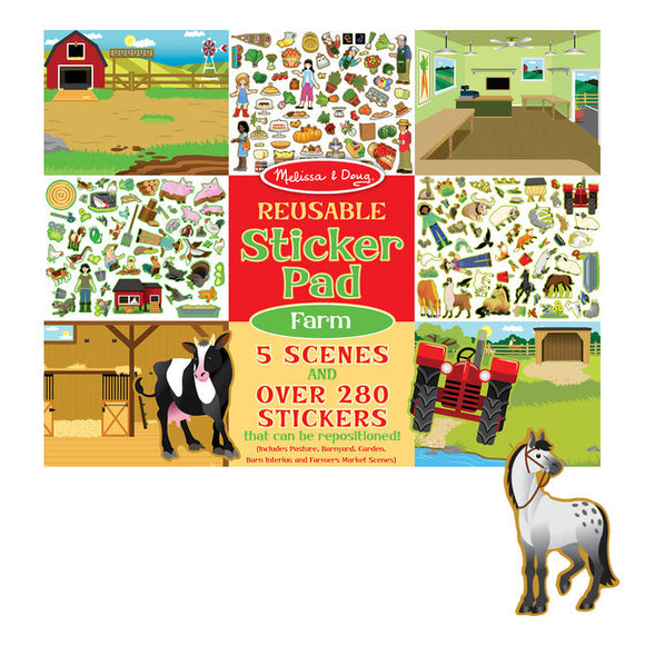 Melissa & Doug Reusable Sticker Pad - Farm (14” x 11” x .25”)