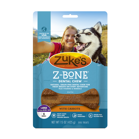 Zukes Z-Bones Grain Free Clean Carrot Crisp Dental Dog Treats