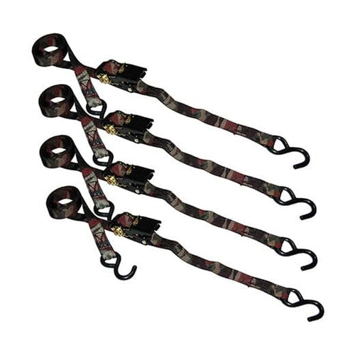 Ancra Cargo 1” x 8’ S-Hook Ratchet Tie-Down, Camo Style, 4 Pack (1” x 8’)