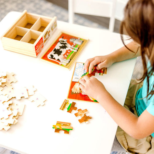 Melissa & Doug Farm Animals Jigsaw Puzzles in a Box (4-in-1)