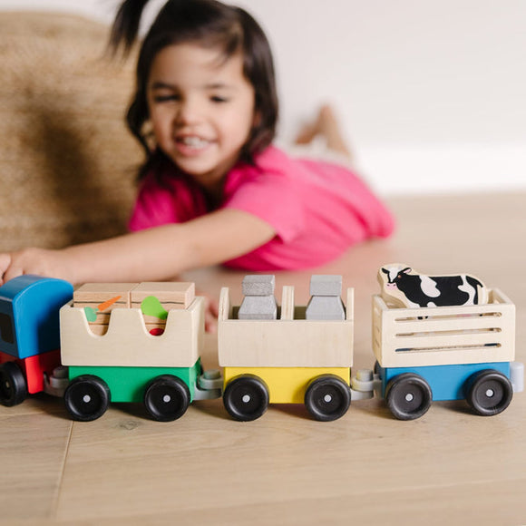 Melissa & Doug Wooden Farm Train Toy Set (Wooden Toys)
