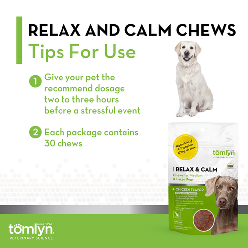 Tomlyn Relax & Calm Chicken-Flavored Chew for Medium & Large Dogs (30 Chews)