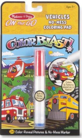 Melissa & Doug On the Go ColorBlast No-Mess Coloring Pad - Vehicles (Vehicles - 24 pages)