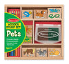 Melissa & Doug Wooden Pets Stamp Set (9 Wooden Stamps - 5 Colored Pencils - 2-Color Stamp Pad)