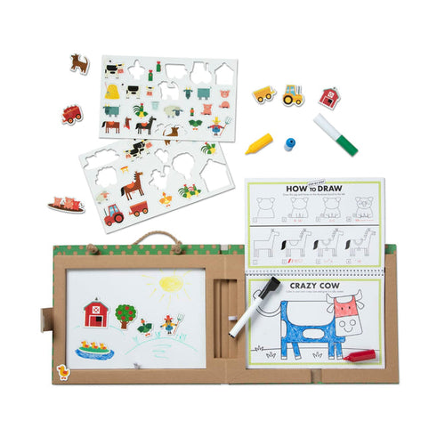 Melissa & Doug Natural Play: Play, Draw, Create Reusable Drawing & Magnet Kit (Farm)