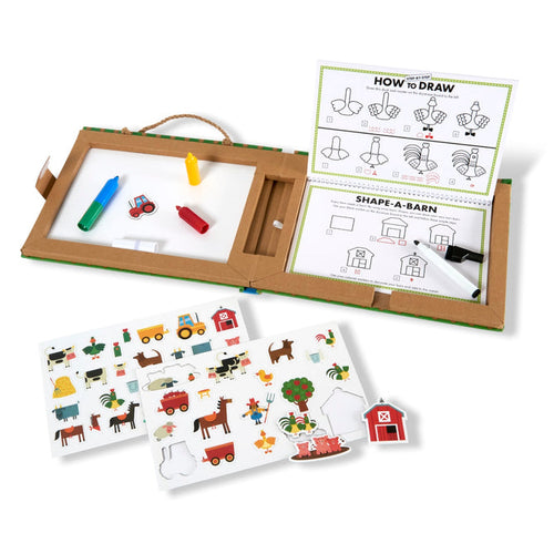 Melissa & Doug Natural Play: Play, Draw, Create Reusable Drawing & Magnet Kit (Farm)