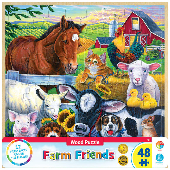 MasterPieces Wood Fun Facts - Farm Friends 48 Piece Wood Puzzle (11