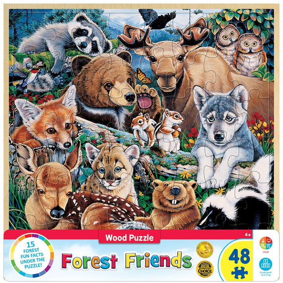 MasterPieces Wood Fun Facts Forest Friends 48 Piece Wood Puzzle (Puzzle Game, 11