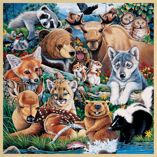 MasterPieces Wood Fun Facts Forest Friends 48 Piece Wood Puzzle (Puzzle Game, 11x11)