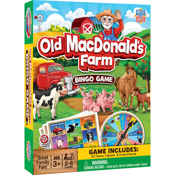 MasterPieces Old MacDonald's Farm Bingo Game (1 spinner - 6 gameboards - 60 custom tokens)