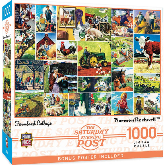 Masterpieces Saturday Evening Post Farmland Collage 1000 Piece Puzzle (Puzzle Game, 19.25