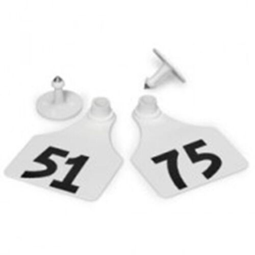 Y-Tex 3 Star Medium White Cattle ID Ear Tags Numbered 51-75 (Medium, White)