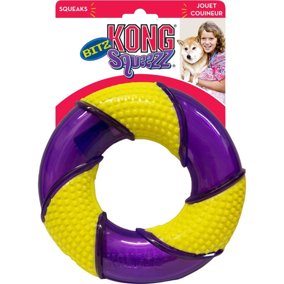 KONG SQUEEZZ BITZ RING (LG, PURPLE/YELLOW)