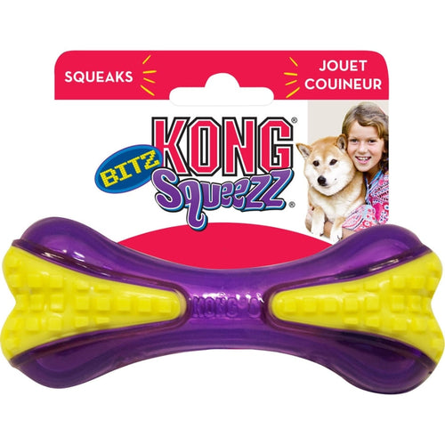 KONG SQUEEZZ BITZ BONE (MD, PURPLE/YELLOW)