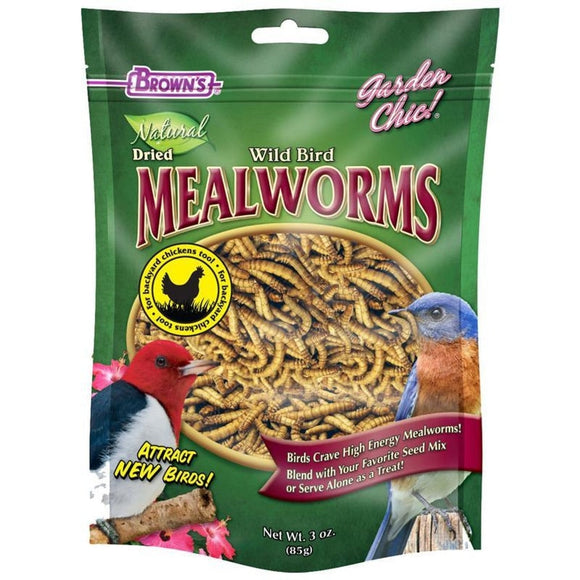 GARDEN CHIC DRIED MEALWORMS POUCH (3 oz)