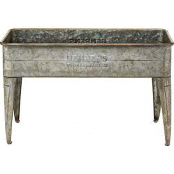 EMBOSSED AGED GALVANIZED PLANTER W/LEGS (20 INCH)