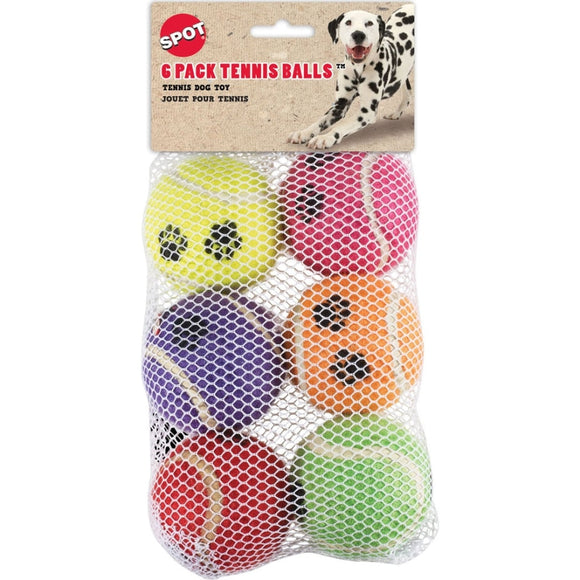 SPOT PAW PRINT TENNIS BALLS VALUE PACK (2.5 IN-6 PK, ASSORTED)