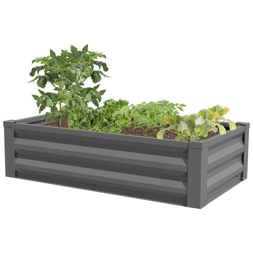 RAISED GALVANIZED PLANTER (48X24X12 INCH, ANTIQUE IRON)