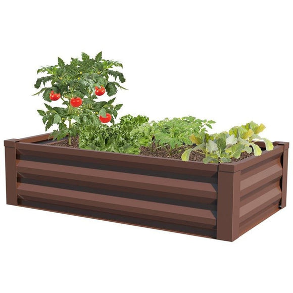 RAISED GALVANIZED PLANTER (48X24X12 INCH, brown)